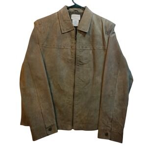 Vintage‎ St. John's Bay Washable Suede Leather Jacket Women's Large Retro Y2K